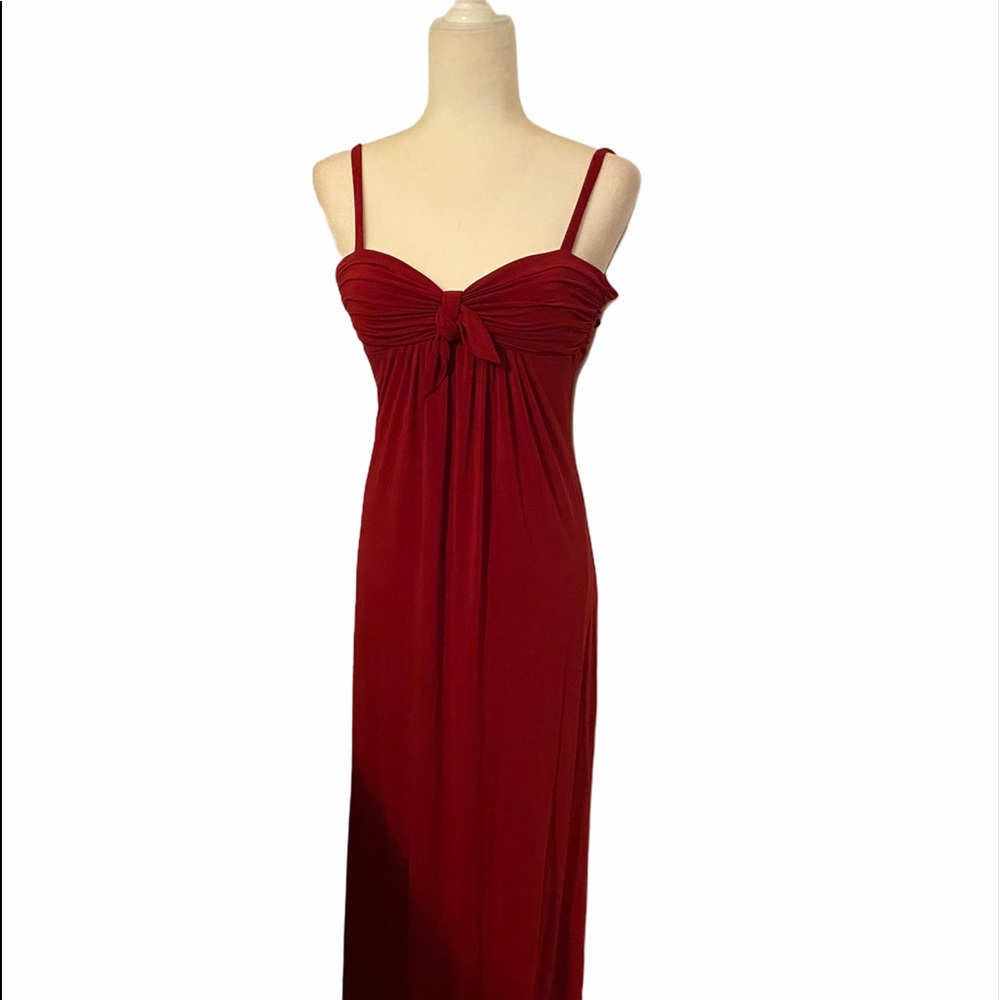 BCBGmaxazria red formal gown sweetheart neck dress